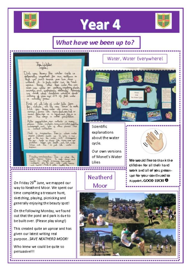thumbnail of Year 4 Newsletter week commencing 16.07.18