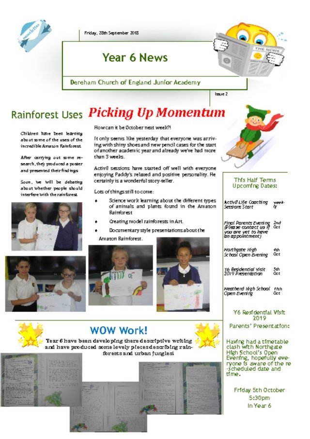 thumbnail of Yr 6 Newsletter 01.10.18