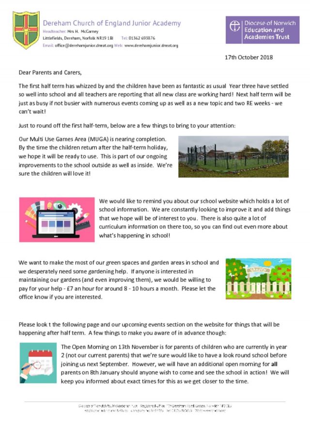 thumbnail of Half Term newsletter – 17.10.18