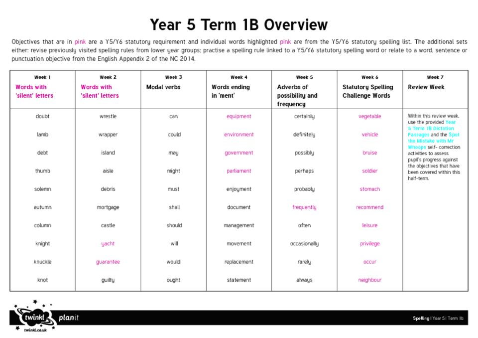 thumbnail of Year 5 Autumn 2 Spellings