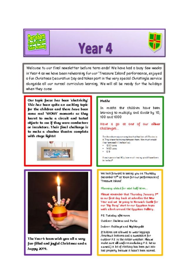 thumbnail of Year 4 Newsletter