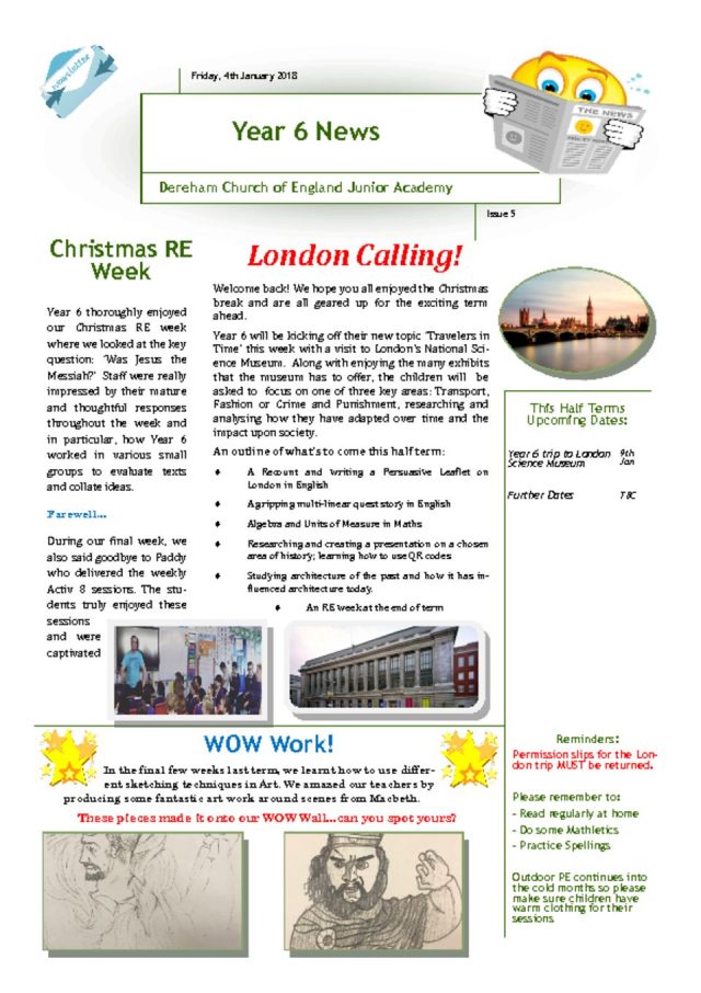 thumbnail of Year 6 Newsletter 04.01.19