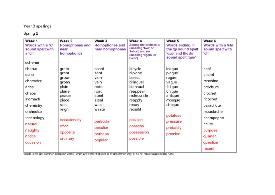 thumbnail of Year 3 Spelling overview – Spring 2