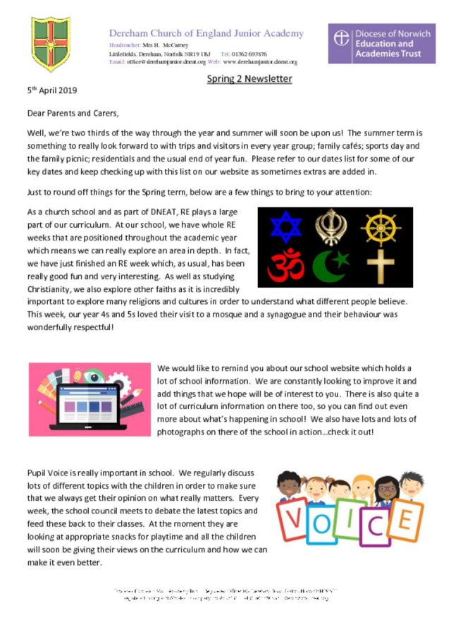 thumbnail of Half Term newsletter – 5.4.19