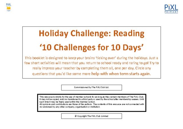 thumbnail of Reading 10 for 10 Easter Holiday Challenge – Questions