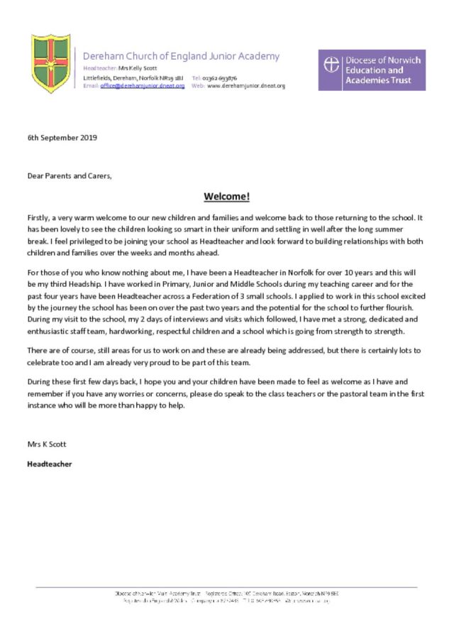 thumbnail of Headteacher Letter 05.09.19